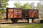 Im Stückgutwagen der Gattung G 10 der ehemaligen Zehlendorfer Eisenbahn- & Hafen AG (Zeuhag) ist jetzt die Dauerausstellung zur Zeuhag untergebracht.