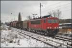 DB Schenker 155 158-9 mit einem Coilzug am 21.02.2013 Hhe Berlin-Karow    - Update: ++ 05.2018 bei Fa.