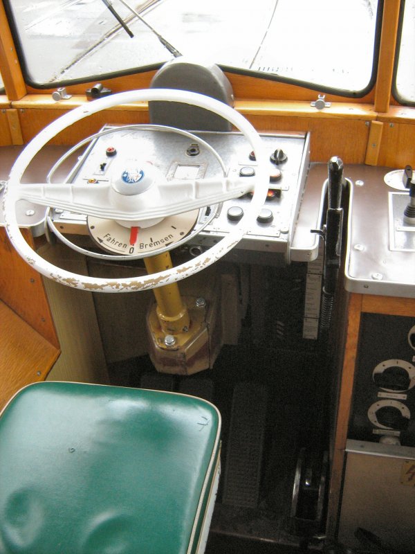 Blick zum fahrersitz, REKO-Tw bei einer Sonderfahrt im November 2007