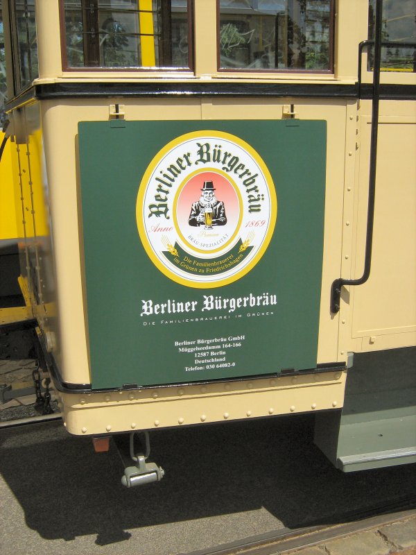 Detail am hist. Triebwagen 5984 - Reklame Berliner B�rgerbr�u, Sonderfahrt 2007