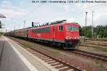 RAILION Logistics 155 117-5 mit Transwaggon-Zug (Oranienburg, 08.07.2008)