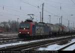 CTL Re 482 015-5 mit einem Kesselzug (Angemietet von SBB Cargo, gesichtet Oranienburg 17.01.2009).