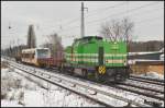 EB 22  Lisa 2  / 293 025-3 mit einer berfhrung des Tw 414 fr die Schnbuchbahn am 21.02.2013 Hhe Berlin-Karow