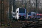 Blick auf die ersten Flirt 3 fr DB Regio von Stadler.