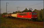 DB Schenker 155 194-4 mit einem kurzen Gterzug am 16.09.2014 in der Berliner Wuhlheide
<br><br>
Update: 11/2014 in Rostock-Seehafen als Ersatzteilspender z; 22.08.2015 in Opladen verschrottet