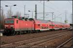 DB Regio 143 818-3 mit dem RE7 nach Wünsdorf-Waldstadt (NVR-Nummer 9180 6 143 818-3 D-DB, gesehen Berlin Schönefeld Flughafen, 27.02.2010)    - Update: ++ 2014 bei TSR Recycling Magdeburg