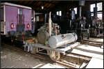 Auf einem Anhängewagen wurde in Eigenbau ein Dieselaggregat mit Kompressor montiert. Der Wagen stand im Lokschuppen des Eisenbahnmuseum Jaroměř.

Jaroměř, 21.05.2022
