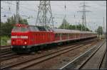 DB 219 084-1 mit dem ILA-Shuttle unterwegs nach Bln.-Lichtenberg (NVR-Nummer 9280 1219 084-1 D-DB, Eigentum DB Museum, Leihgabe an TEV, ex DR-Baureihe 119, gesehen Berlin Friedrichfelde Ost