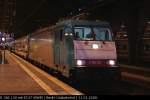 DB Fernverkehr E 186 130 mit dem Berlin-Warschau-Express am Abend in Berlin Ostbahnhof 11.01.2009