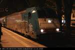 DB Fernverkehr E 186 135 mit dem Berlin-Warschau-Express ist etwas zu dunkel geraten im Bahnhof (DB Fernverkehr AG Frankfurt (Main), NVR-Nummer: 91 80 6186 135-0 D-DB, gesichtet Berlin Ostbahnhof