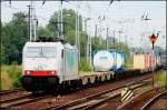 ITL E 186 148 (ITL-148) mit Kesselwagen (ex CB Rail, gesichtet Berlin Hirschhagen, 14.07.2009)