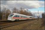 DB Fernverkehr 411 070  Prenzlau  fuhr am 22.02.2014 durch Leipzig-Thekla nach Leipzig Hbf