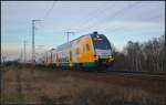 ODEG 445.104 als RE2 Cottbus wurde am 10.02.2014 durch die Berliner Wuhlheide umgeleitet