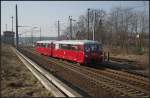 Auf Sonderfahrt war LVT 172 001-0 zwischen Neustrelitz und Joachimsthal (Eigentum Verein Hafenbahn Neustrelitz e.V., gesehen Britz 26.02.2011)