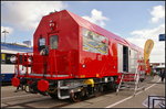 InnoTrans 2016 in Berlin: Hilfszug-Gertecontainer fr DB Netz Notfalltechnik mit Tragwagen von Tatravagonska Poprad.