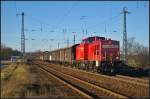 DB Schenker 298 308-8 mit Schiebewand-Wagen am 30.12.2013 in Nuthetal-Saarmund