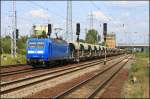 PRESS 145 023 / 145 083-2 mit beladenen Faccs-Ganzzug (ex SBB Cargo 481 001-6, ex MThB 486 651-3, gesichtet Berlin Schnefeld 08.08.2009)