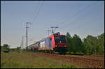 Raildox 482 035-3, angemietet von SBB Cargo, fuhr mit einem Kesselwagenzug am 19.05.2017 durch die Berliner Wuhlheide