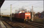 WFL 203 113 mit Niederbordwagen (ex DB 202 370-3, NVR-Nummer 92 80 1203 113-6 D-WFL, gesehen Berlin-Pankow 28.12.2011)