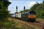 ERS Railways 6617 (geleast von MRCE, ohne Beschriftungen, Neulack) mit Containerzug Richtung Genshagener Heide (Saarmund, 05.08.2009)